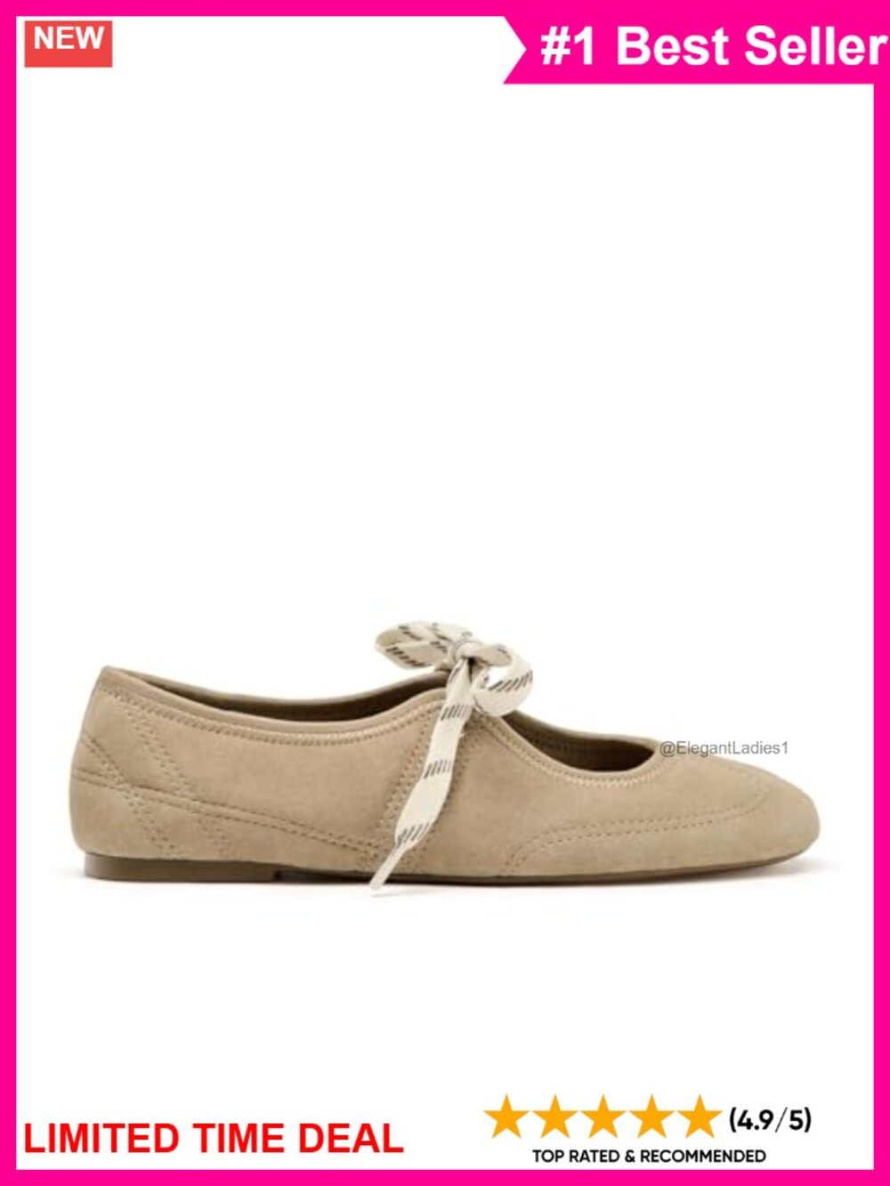 Faux Suede Ballet Flats Lace Up Round Toe Comfortable Casual Women's Shoes